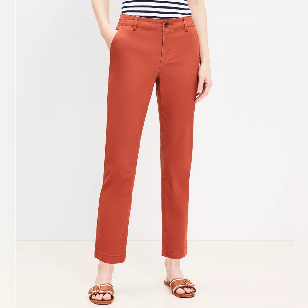 NWT ✨ LOFT - mid rise straight leg chino pant - rust